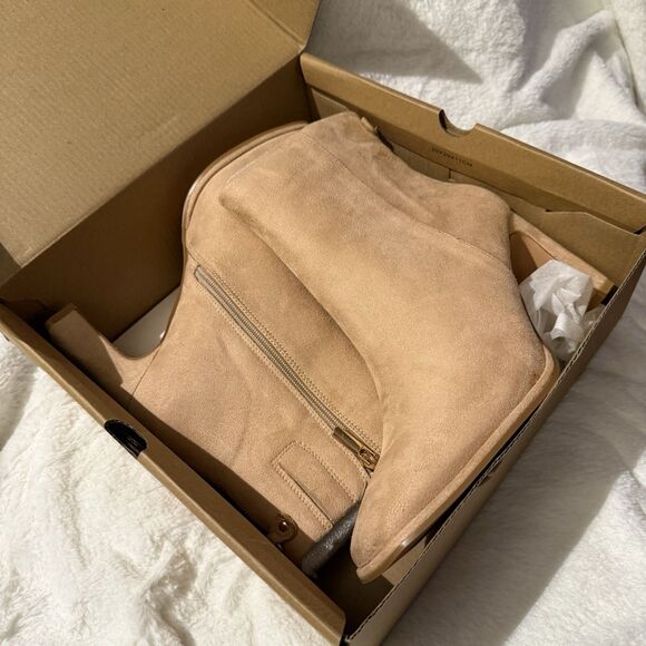 Coutgo Women's Square Toe Ankle Boots Leather Winter Shoes Khaki Size 9.5 NWB - Picture 6 of 16